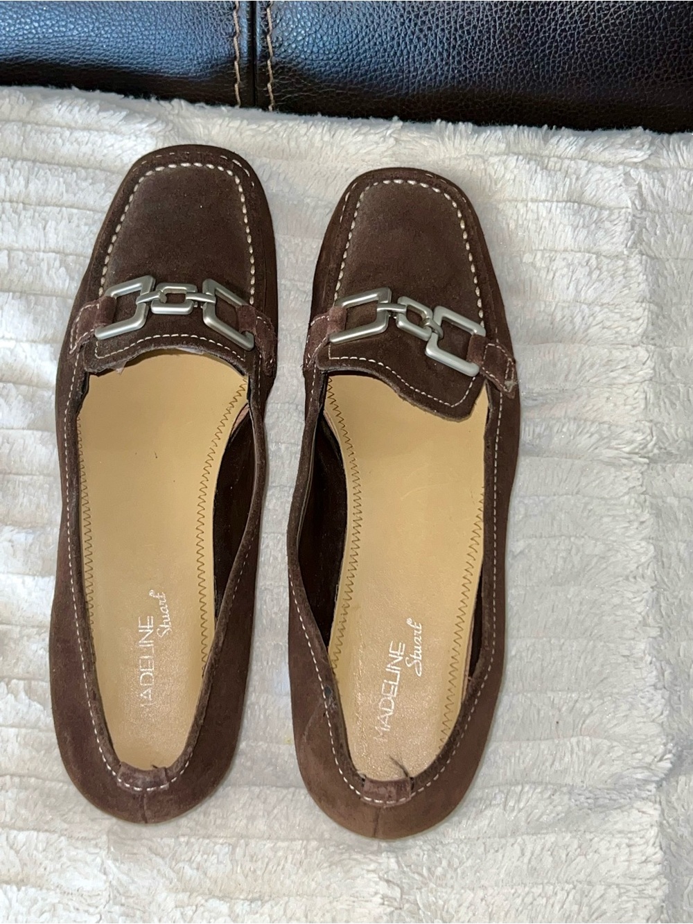 Madeline Stuart Dark Brown Suede Loafers with Silver Bit